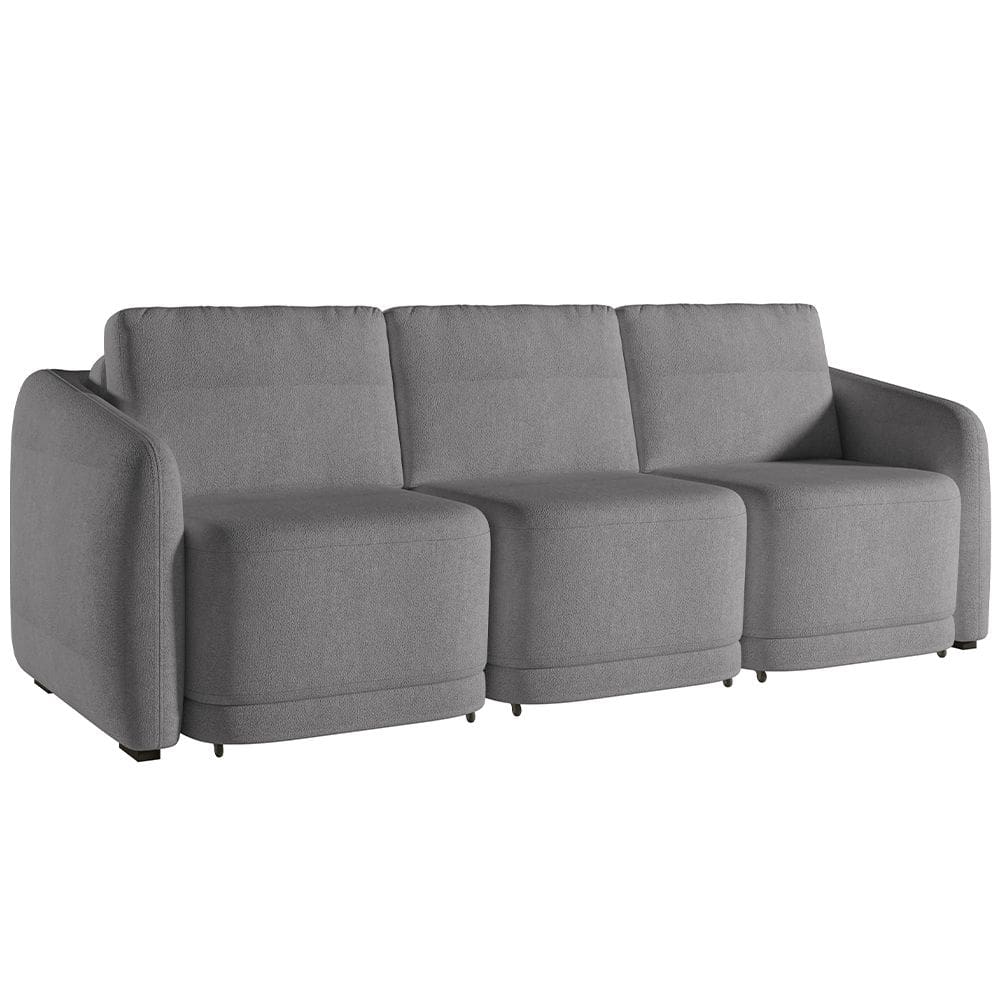 Sofá Cama para Sala de Estar 4 Lugares 336cm Montserrat K01 Bouclê Cinza - Lyam Decor