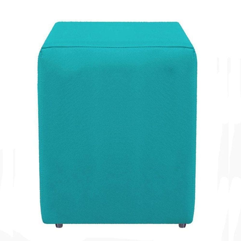 Puf puff para sala e hall de entrada suede azul turquesa