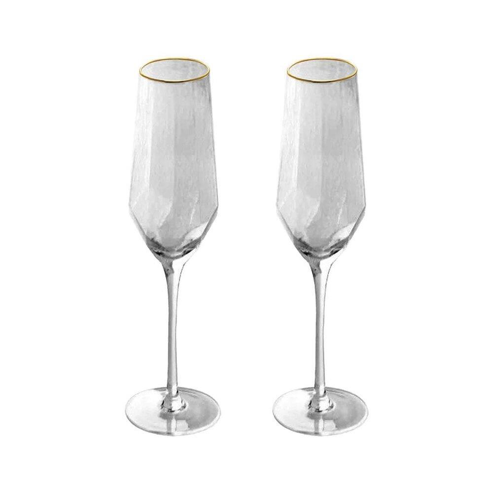 Jogo 2 taças cristal champagne 300 ml borda dourada linha