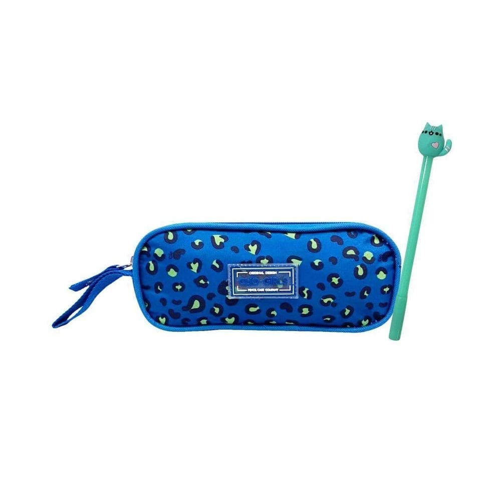 Estojo Duplo Clio Style Moderna Estampa Animal Print Azul