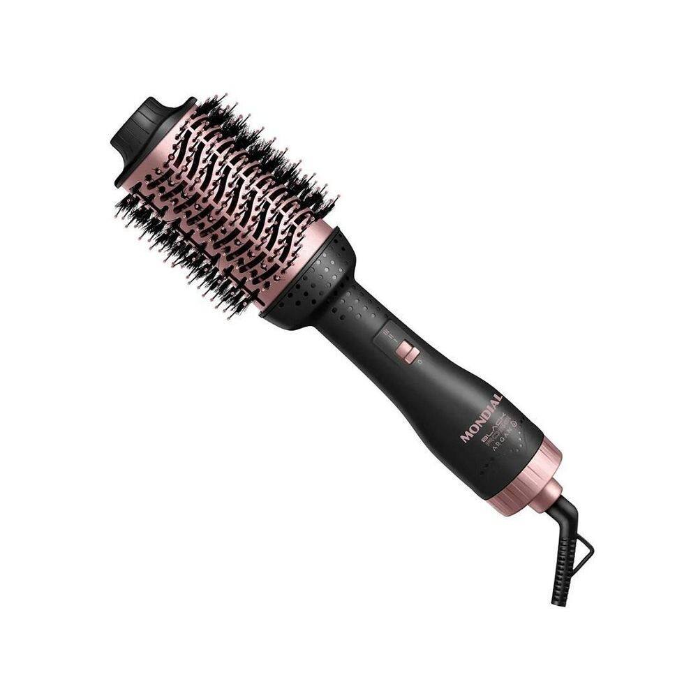 Escova secadora cabelos 1200w 110v mondial black rose argan