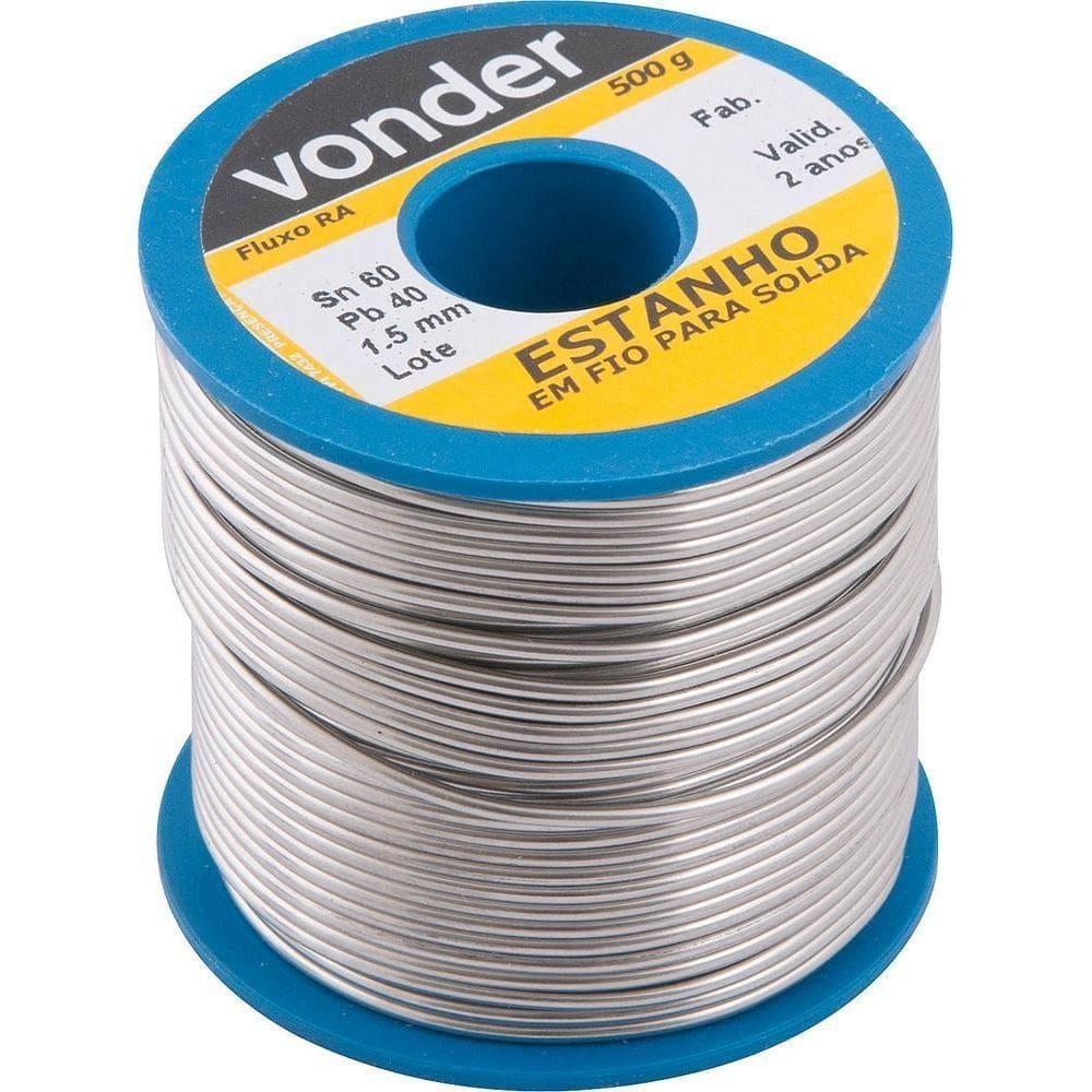 Estanho fio 1,5mm 60x40 500g carretel - vonder