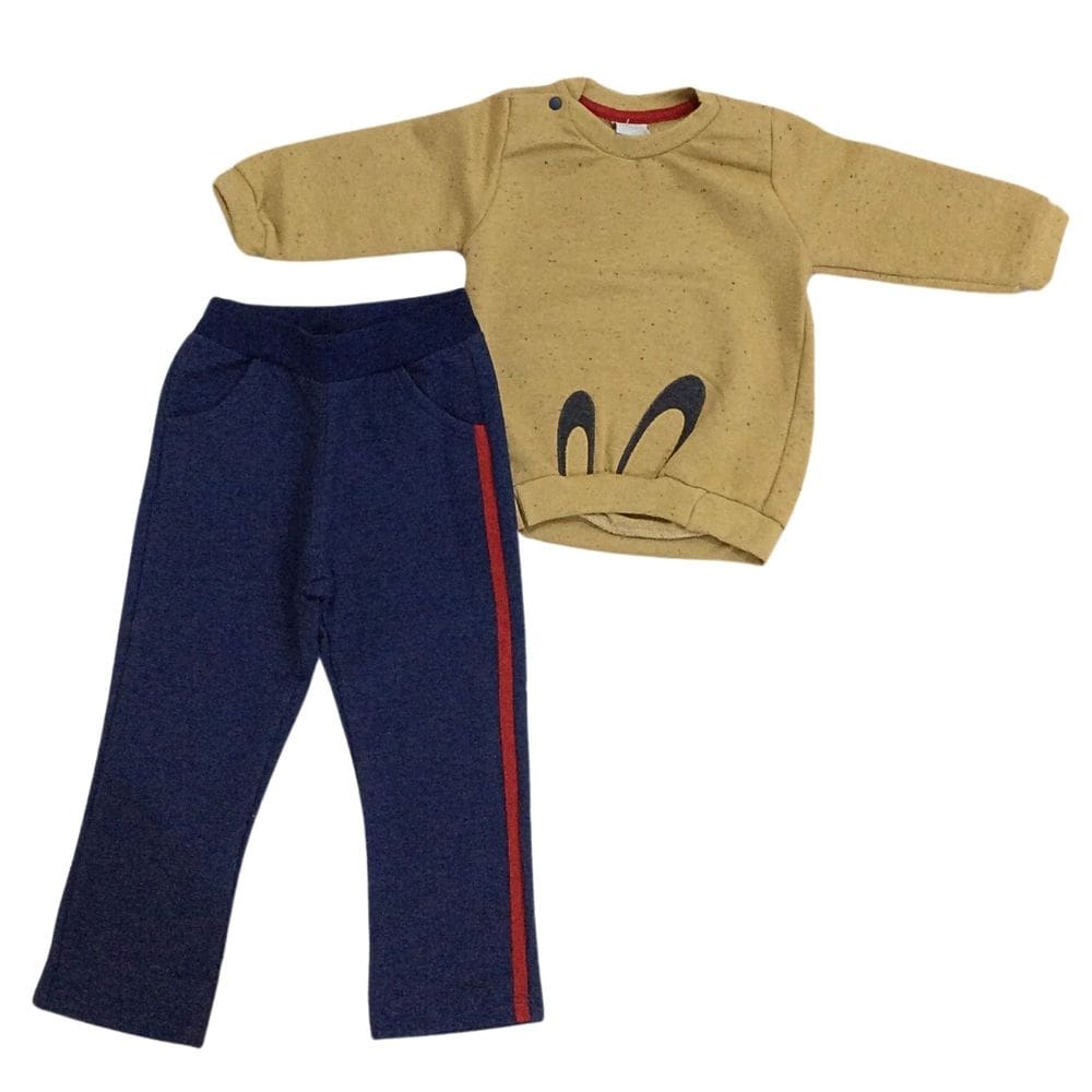 Conjunto moleton masc infantil Miniclo azul/mostarda