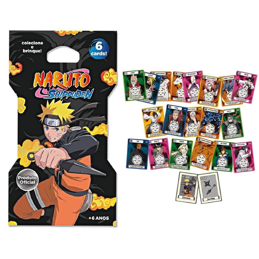Naruto shippuden cards colecionaveis envelope com 6 unidades