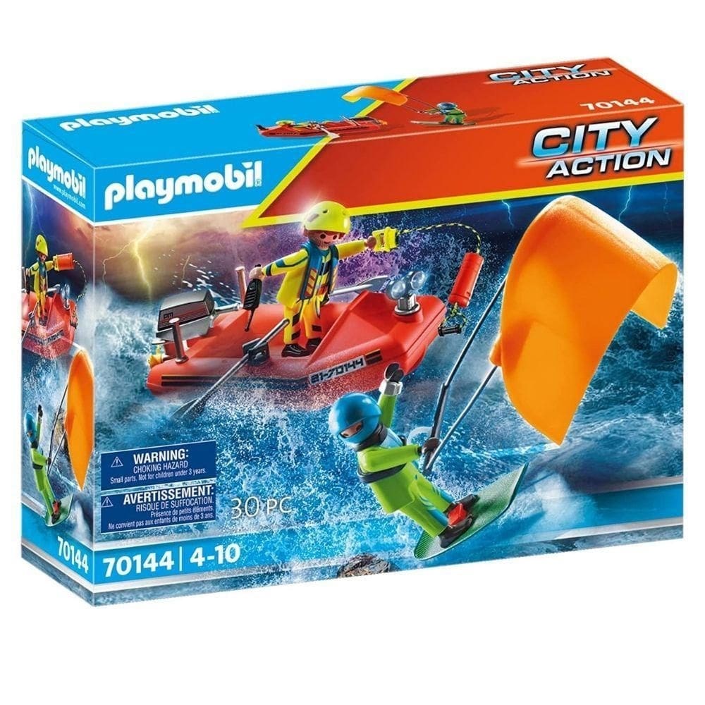 Playmobil city action lancha resgate kitesurfer 30 pçs 70144