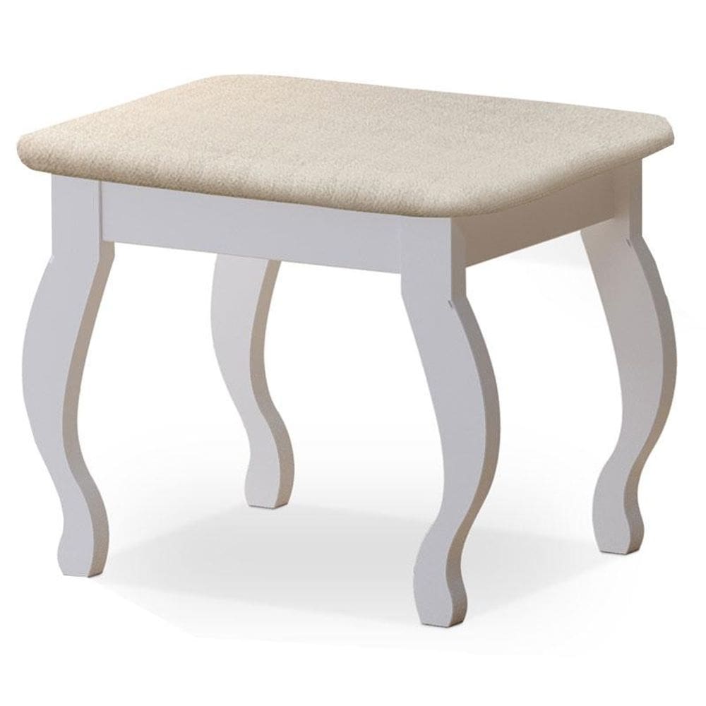 Banqueta com Almofada para Penteadeira Branco – Luapa