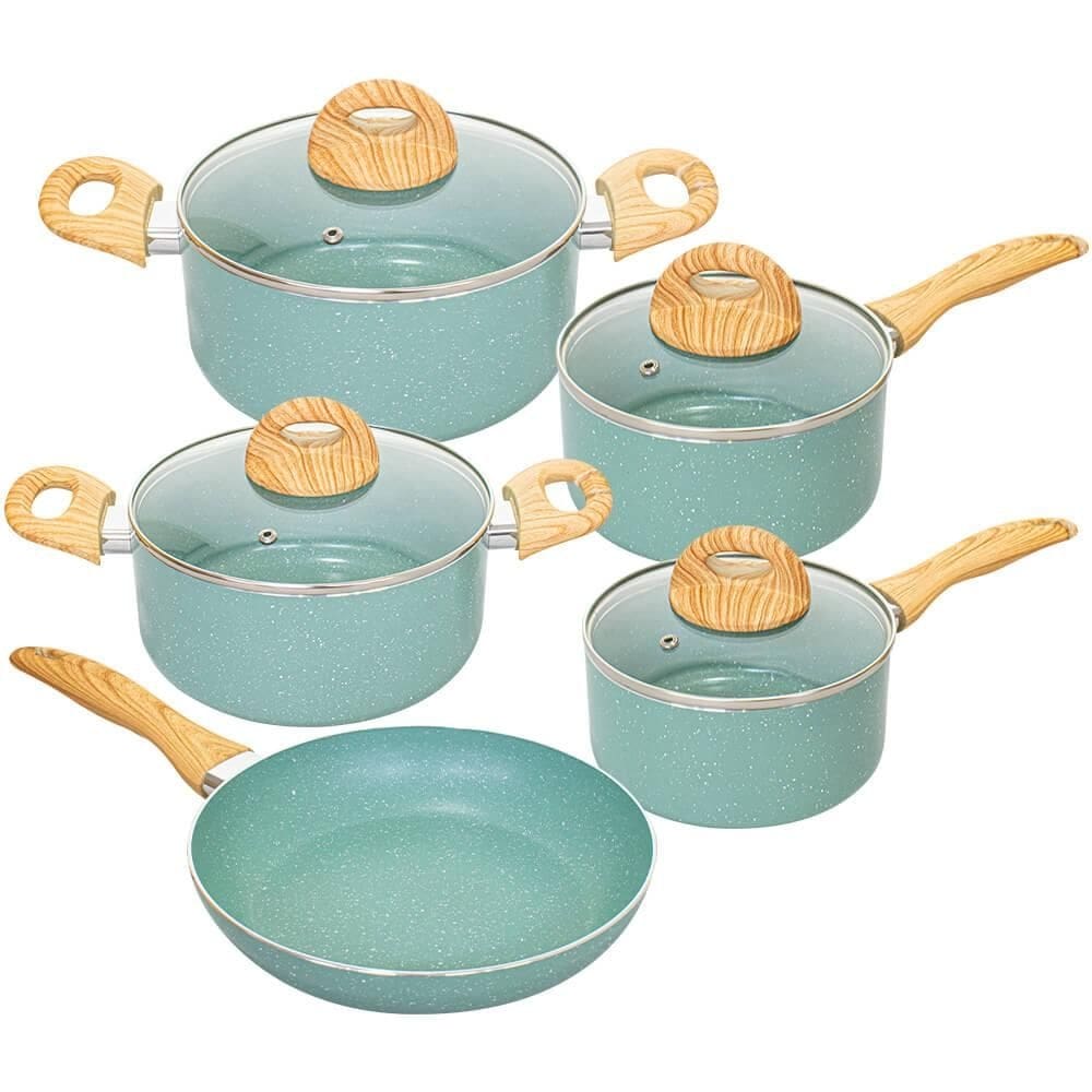 Jogo de Panelas Antiaderente de Indução CeramicLife Botanika 5 Peças - Brinox 4815/102