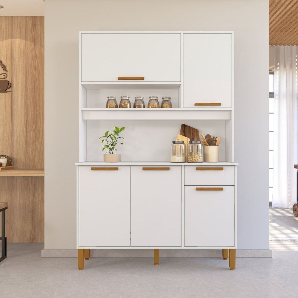Armário de Cozinha 5 Portas 1 Gaveta Roma Branco