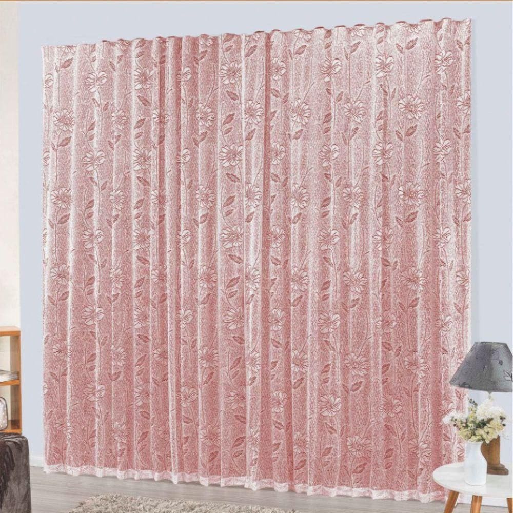 Cortina charme em renda com voal 4,00 x 2,50 varão vermelha