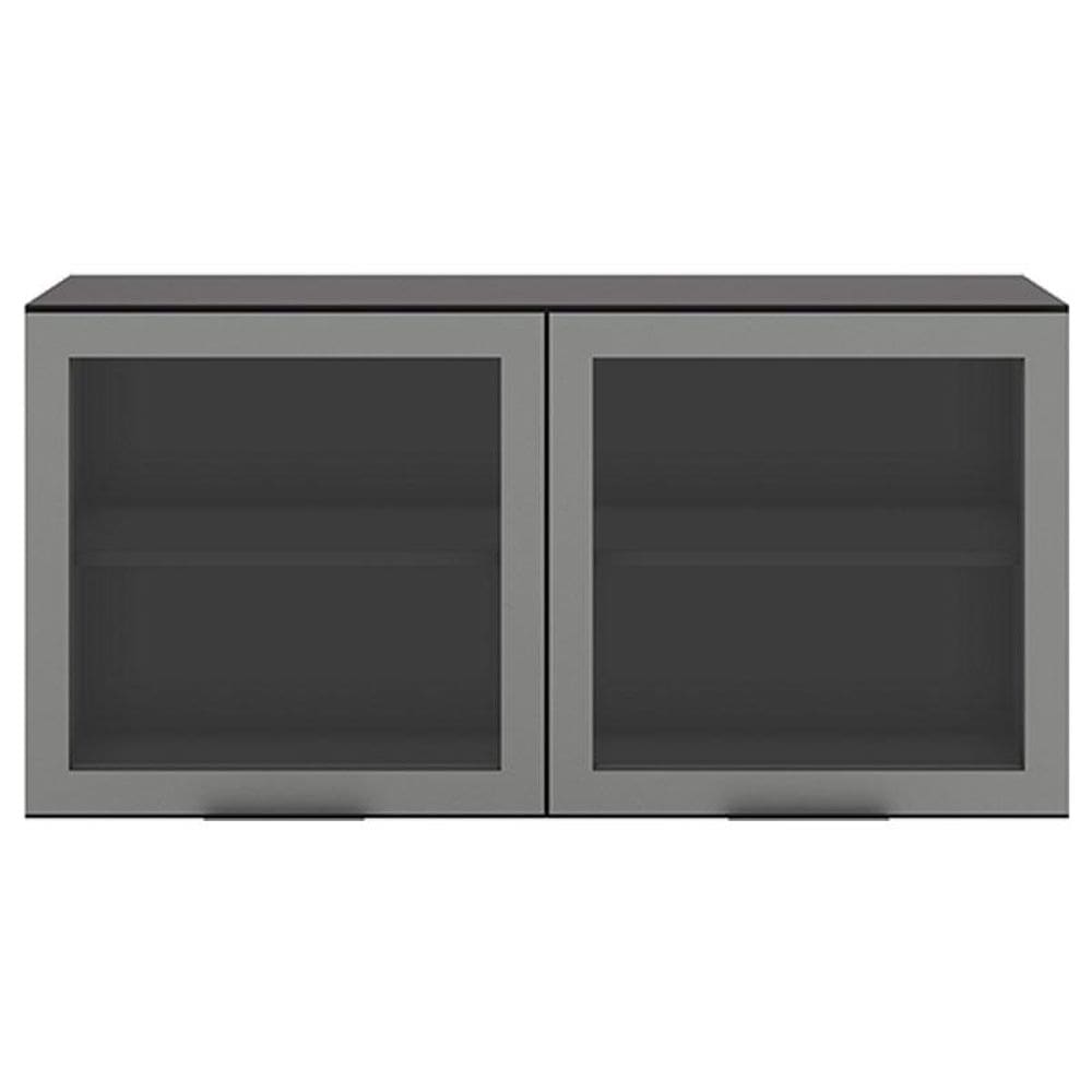 Armário Aéreo 2 Portas Vidro Etna Grafite – Poliman