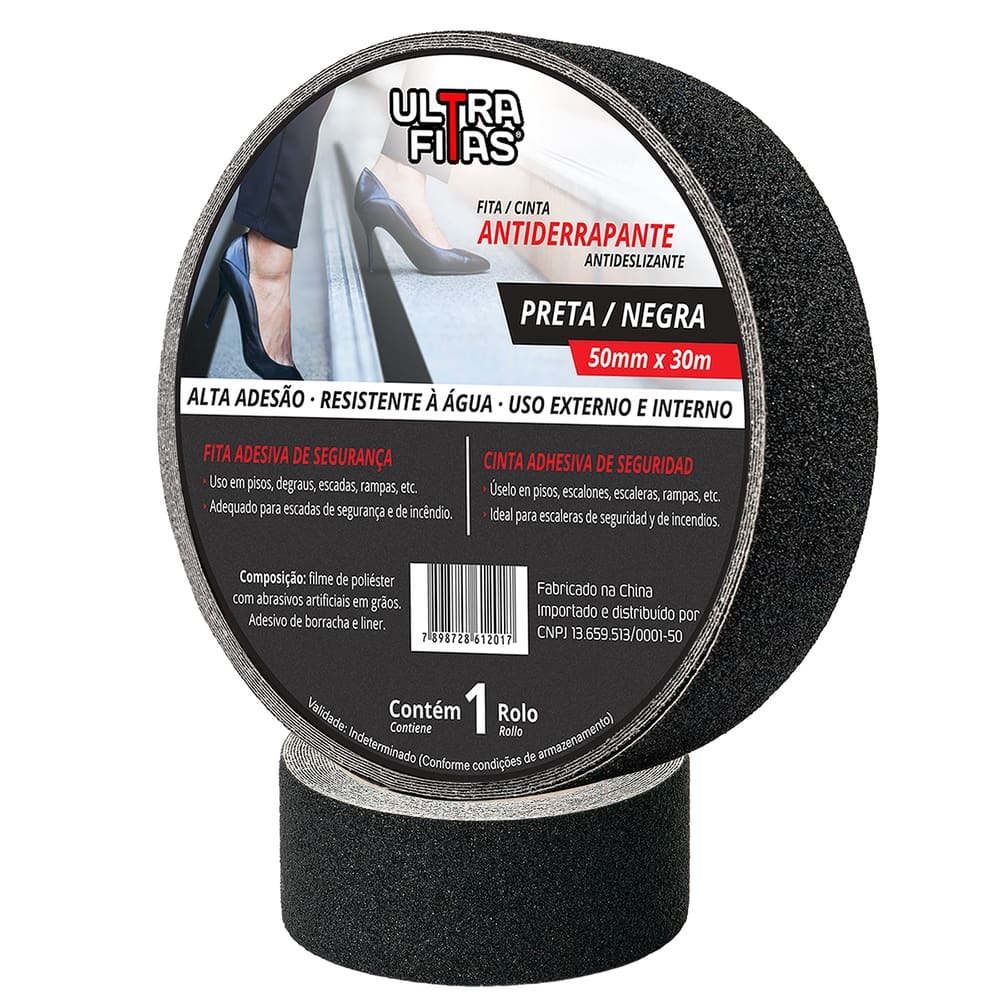 Faixa Fita Lixa Antiderrapante 50 mm X 30 Metros - Preta
