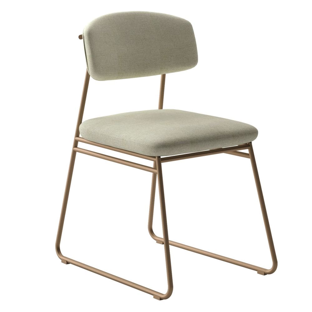 Cadeira Sala de Jantar Encosto e Assentos Estofados Linho Jaraguá Dourado/Linho Claro