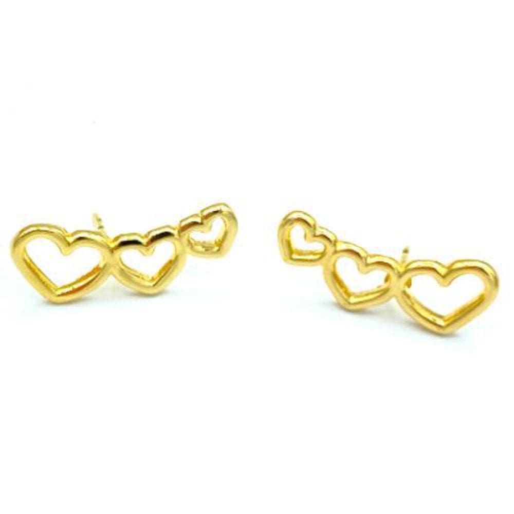 Ear cuff coração vasado folheado a ouro