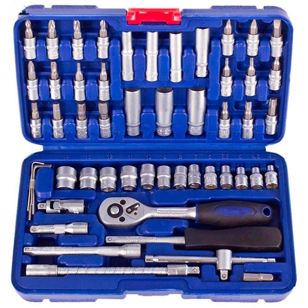 Kit chaves jogo catraca reversível soquetes 46 peças +