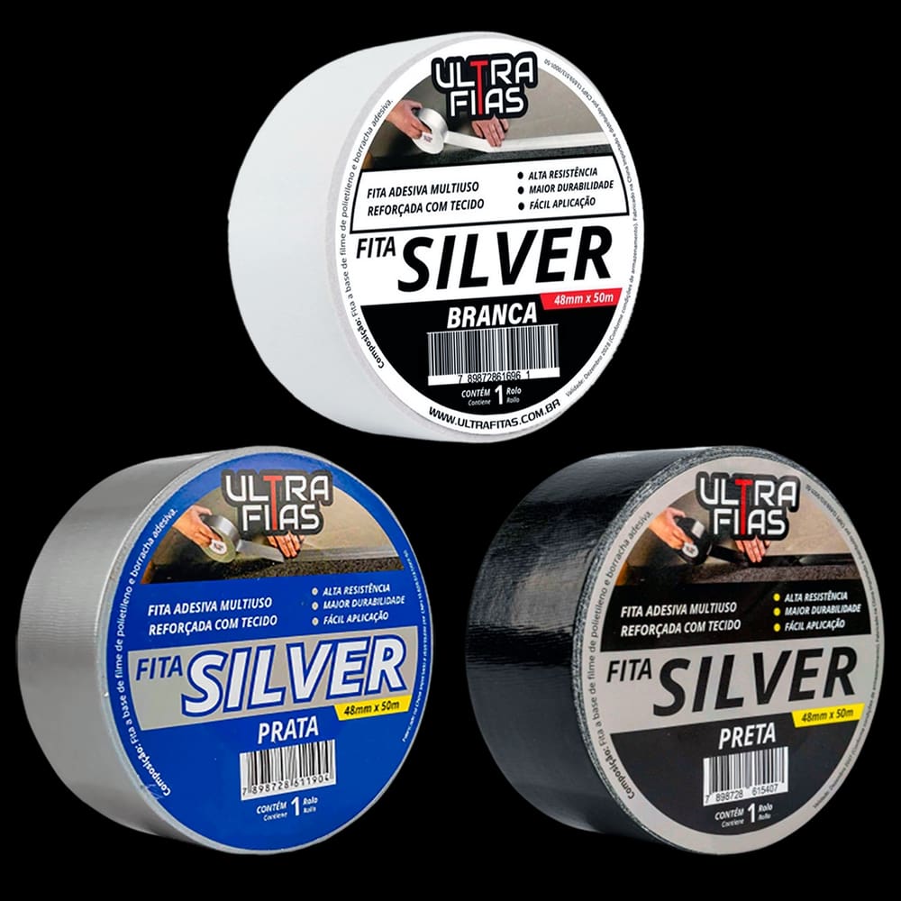 Fita Silver Tape Ar Condicionado Multiuso Vedação 50 Metros - Cores