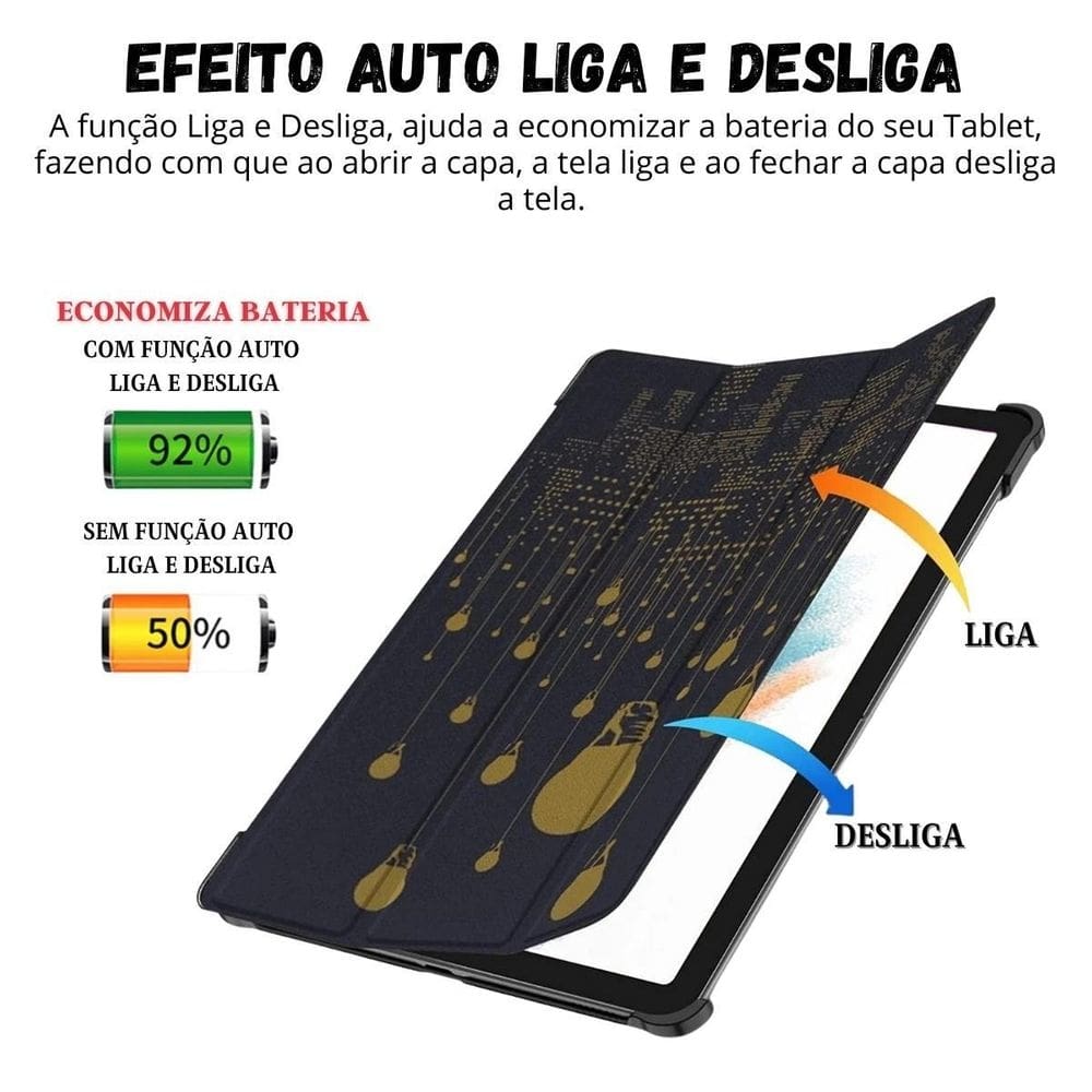 Capa smart case para samsung tab a8 10.5 x200 x205 + caneta