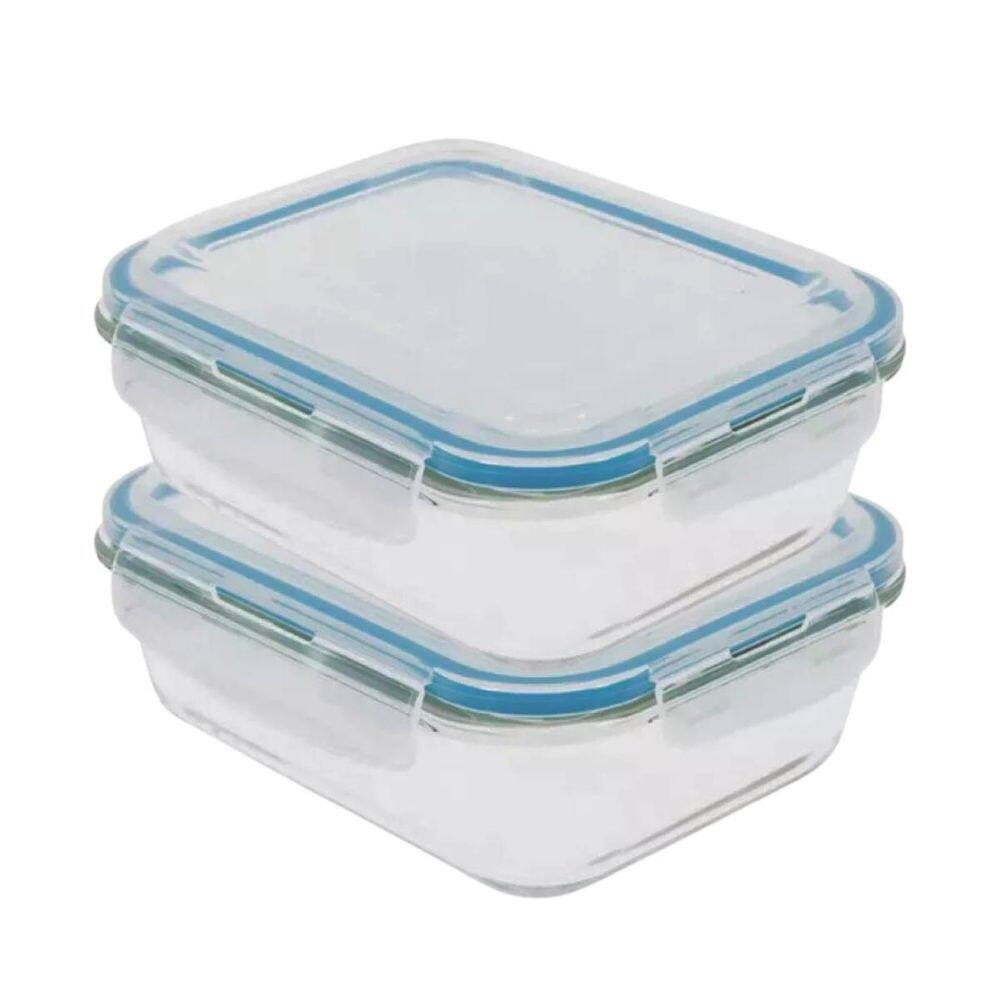 Kit 2 potes hermético de vidro borossilicato marmita 600ml