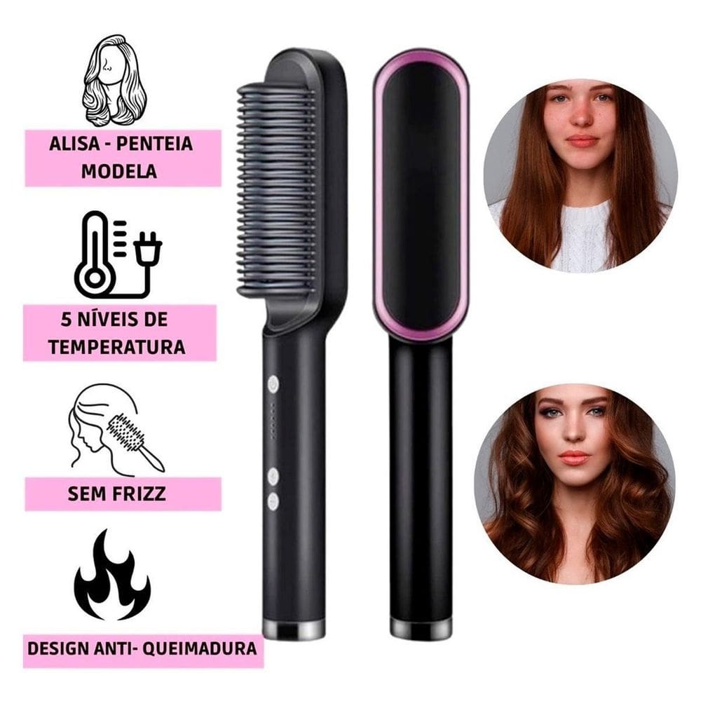 Escova 3 Em 1 Secadora Elétrica Cabelo Profissional Mais