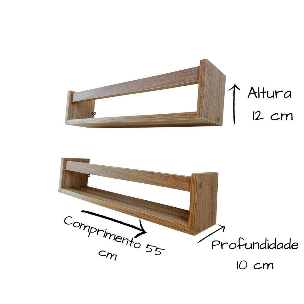 Kit 2 prateleira organizador temperos para cozinha mdf 55cm