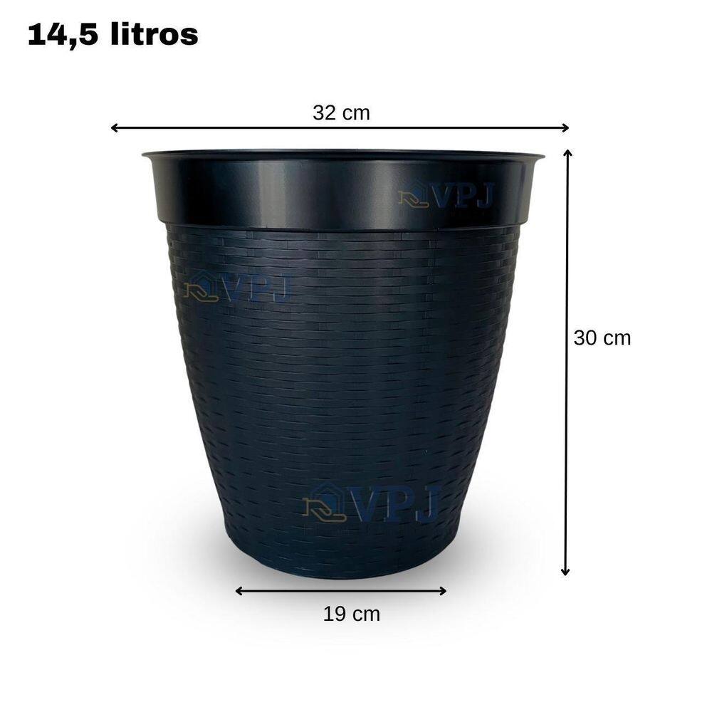 Vaso redondo rattan polietilino decoirativo casa jardim 14,5