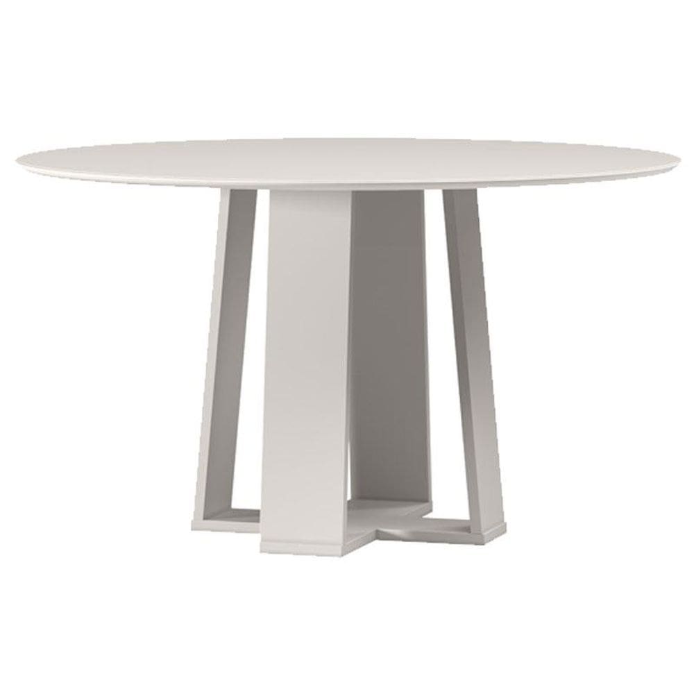 Mesa de Jantar Isabela 135x135 cm com Vidro Off White - New Ceval