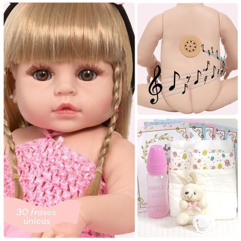 Boneca bebê reborn coelhinha 46cm vinil siliconado