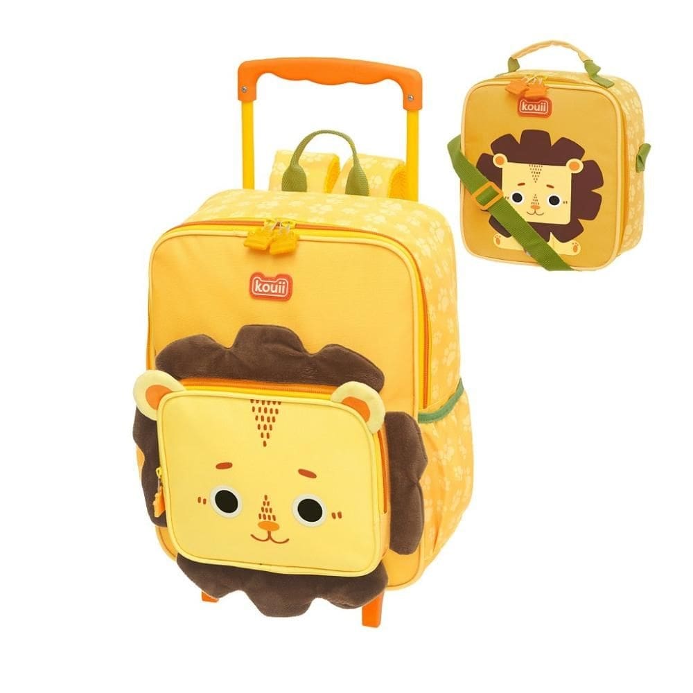 Kit Mochila Carrinho Lancheira Kouii Pacific Filhotiis Leão
