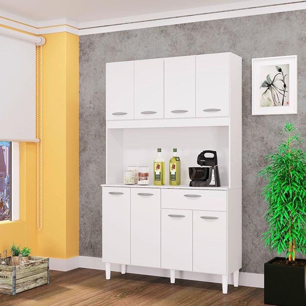 Cozinha Ambiente Kit Cassia 8 Portas Branco - Poquema
