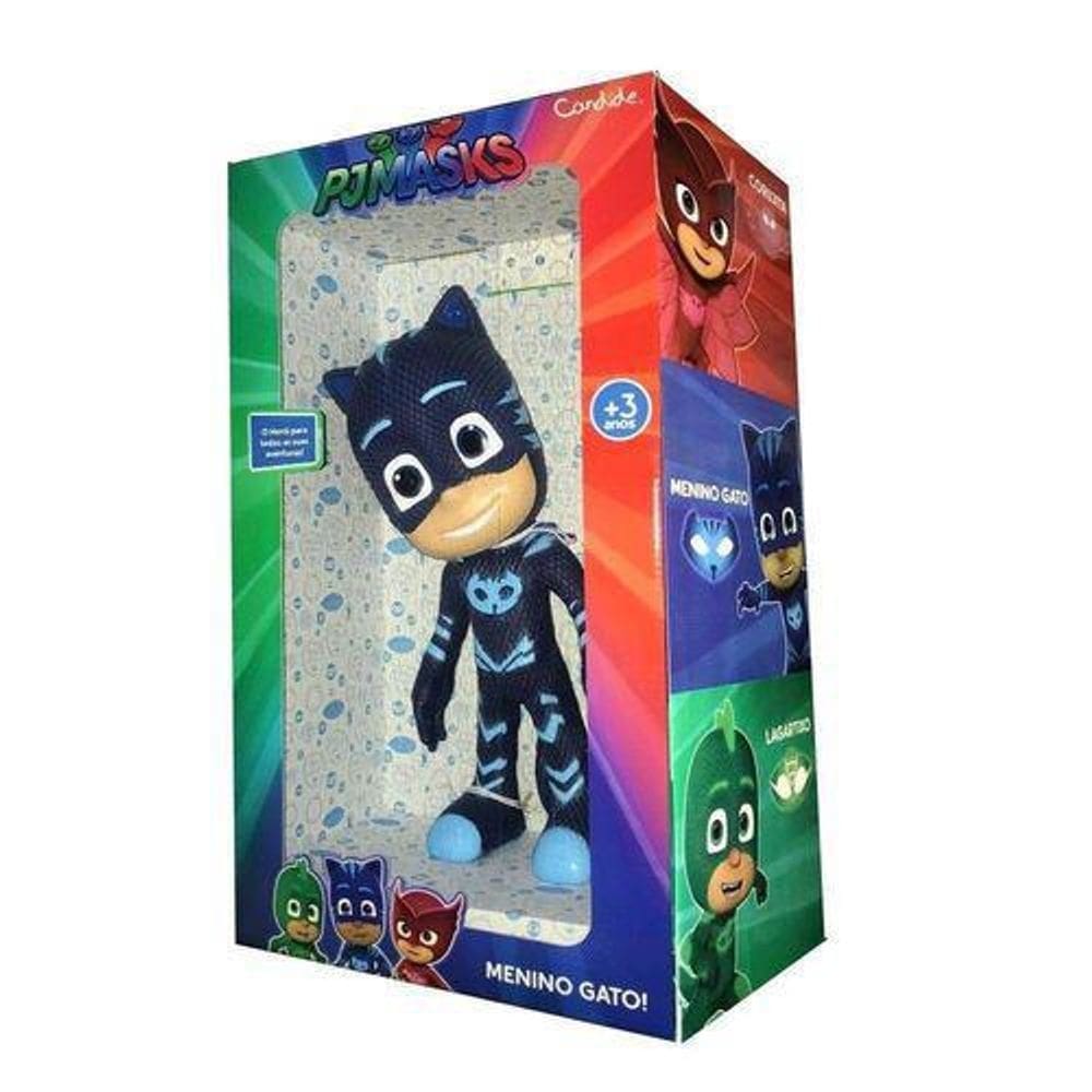 Boneco menino gato 40cm em vinil pj masks canide 1715