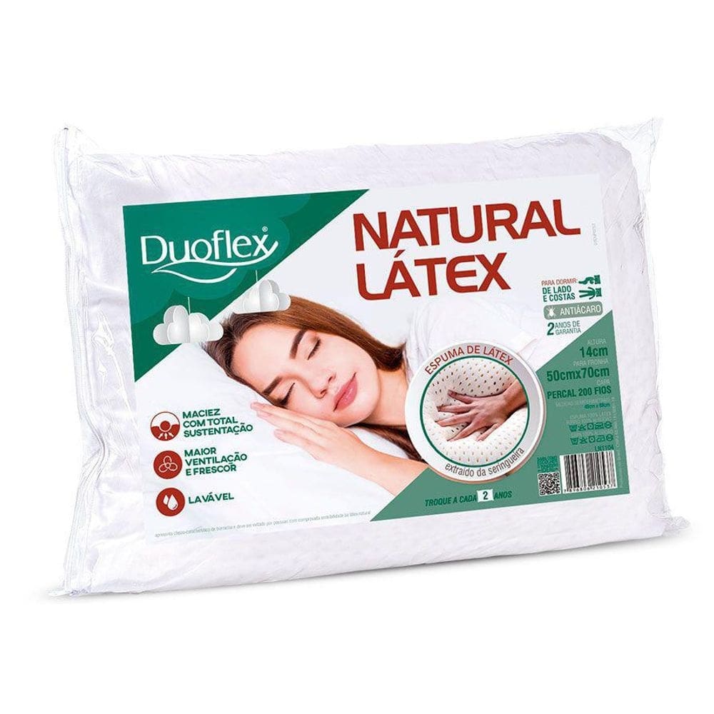 Travesseiro duoflex natural latex 50x70x14