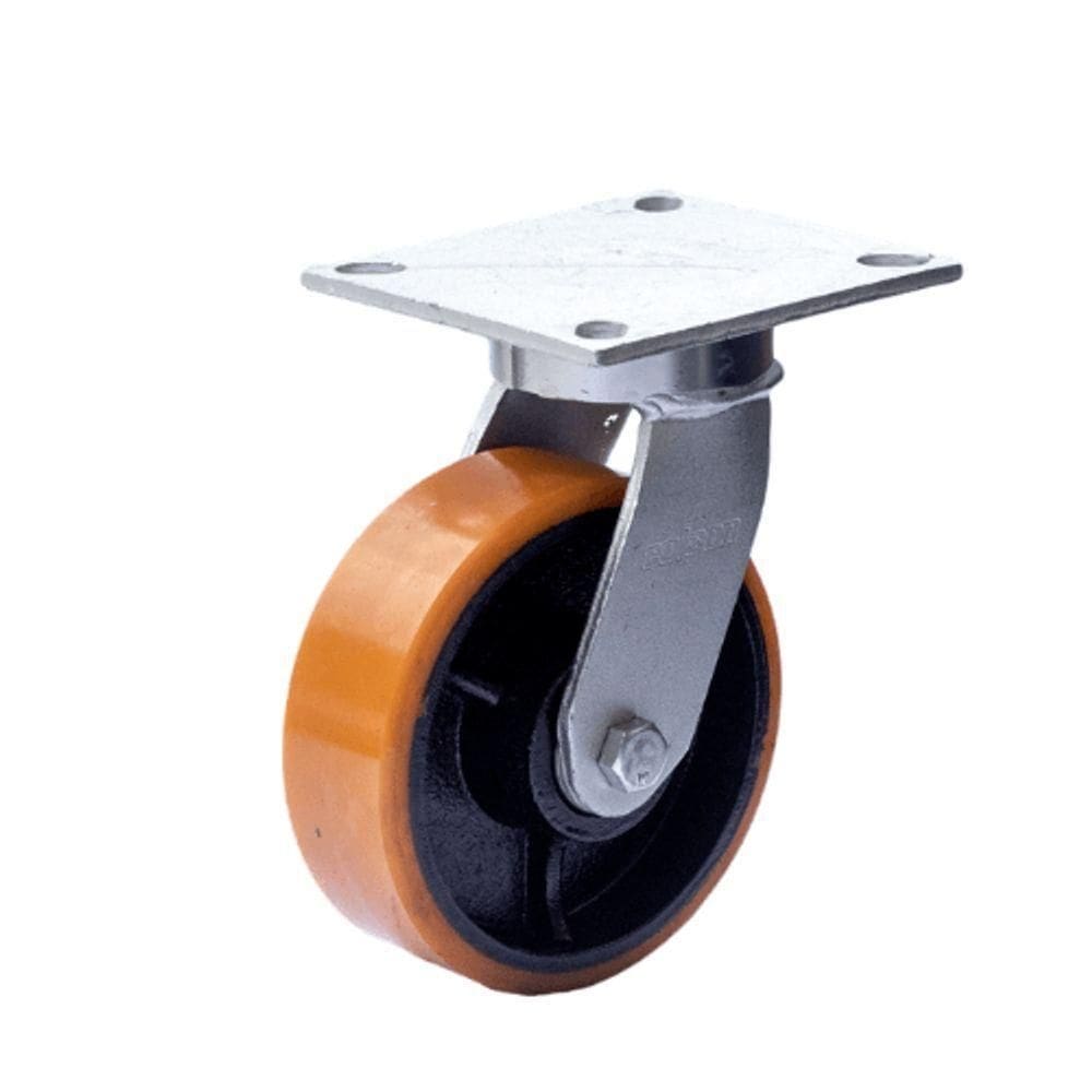 Rodizio 8x2 C/placa Roda De Ferro Poliuretano Rol. 900 Kg