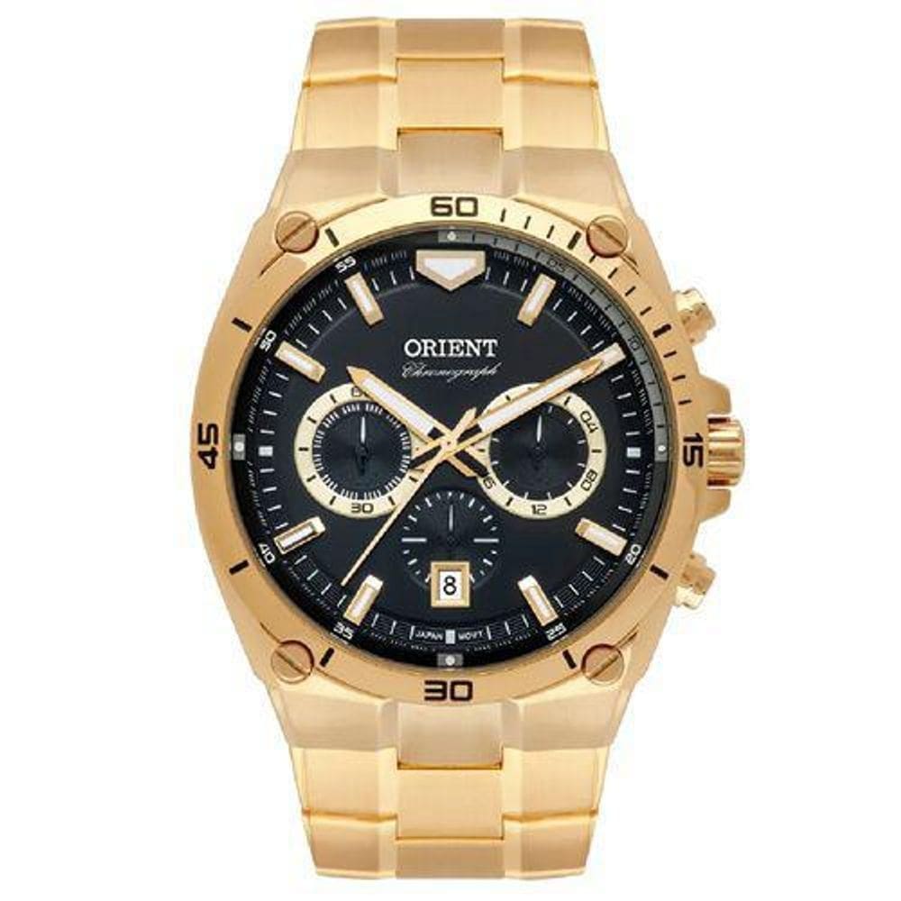 Relógio masculino orient mgssc030 p1kx cronógrafo dourado