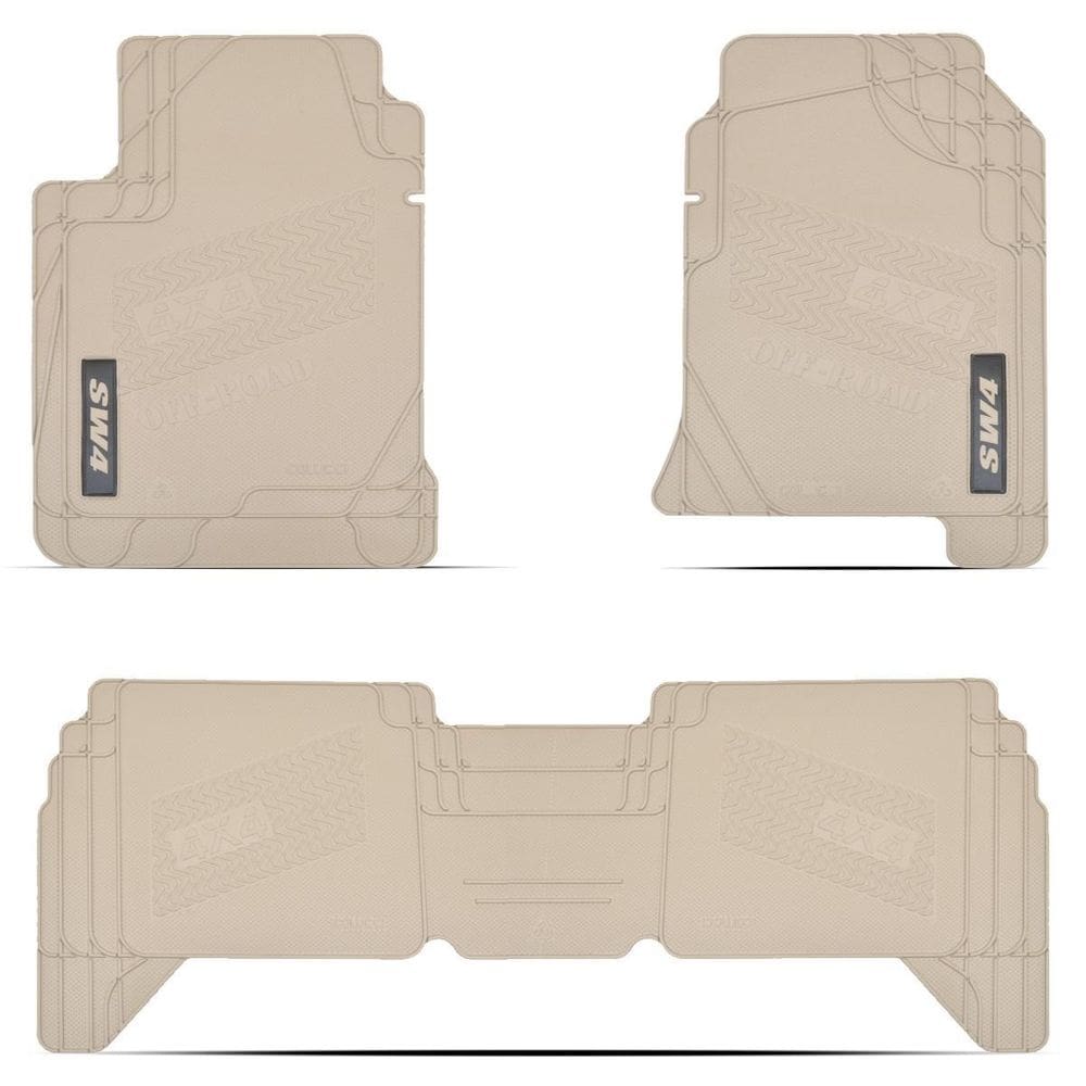 Tapete borracha 3 peças borracha bege hilux sw4 2012-2015