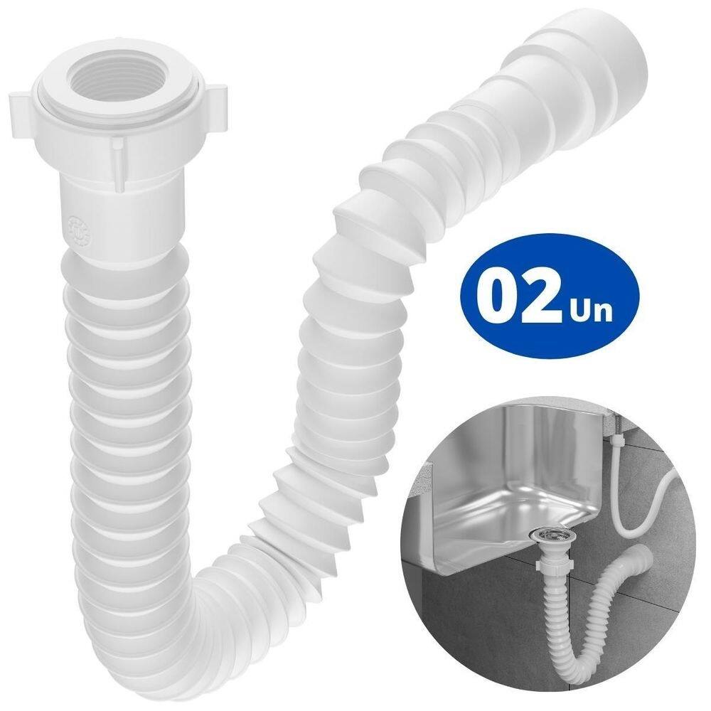 Sifão sanfonado universal 61cm branco astra kit com 2 un