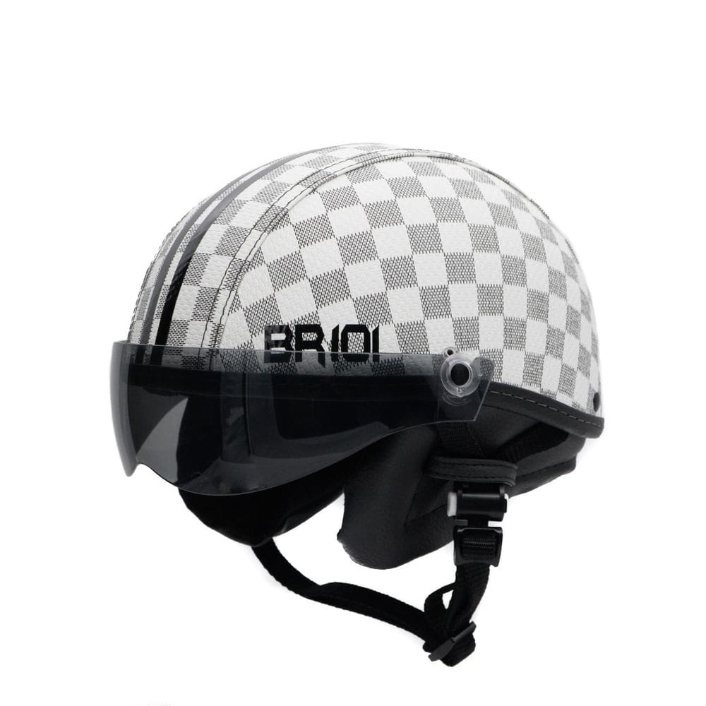 Capacete coquinho br 101 xadrez branco vision fume m