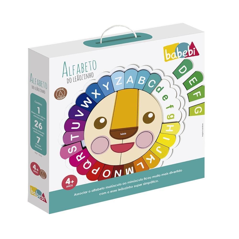 Alfabeto do leãozinho brinquedo educativo pedagógico madeira