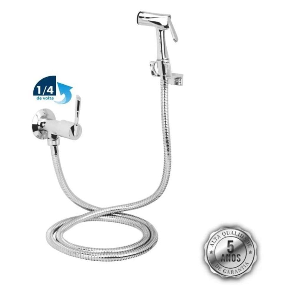 Ducha higiênica chuveirinho gatilho metal cromado 1/4 volta