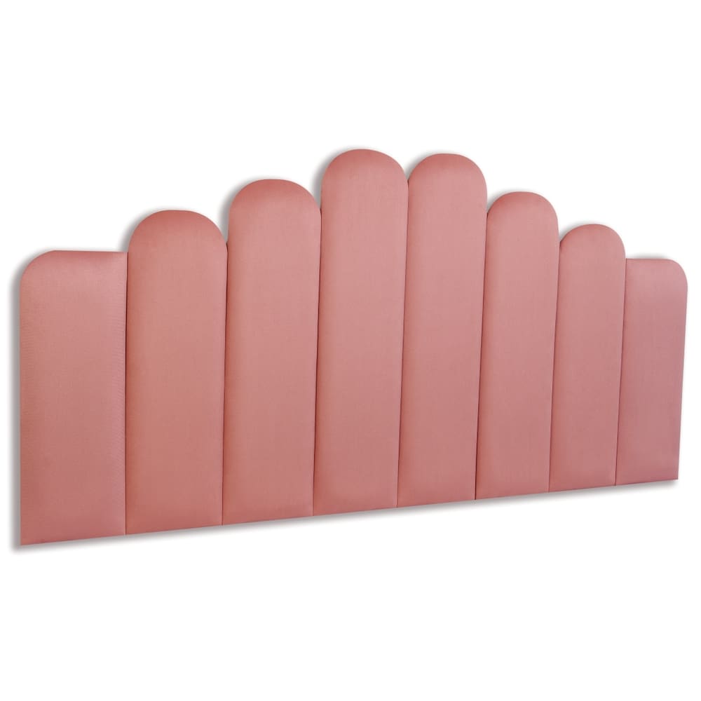 Cabeceira Queen Estofada  Kit 8 Placas  Concha - Veludo Rosê