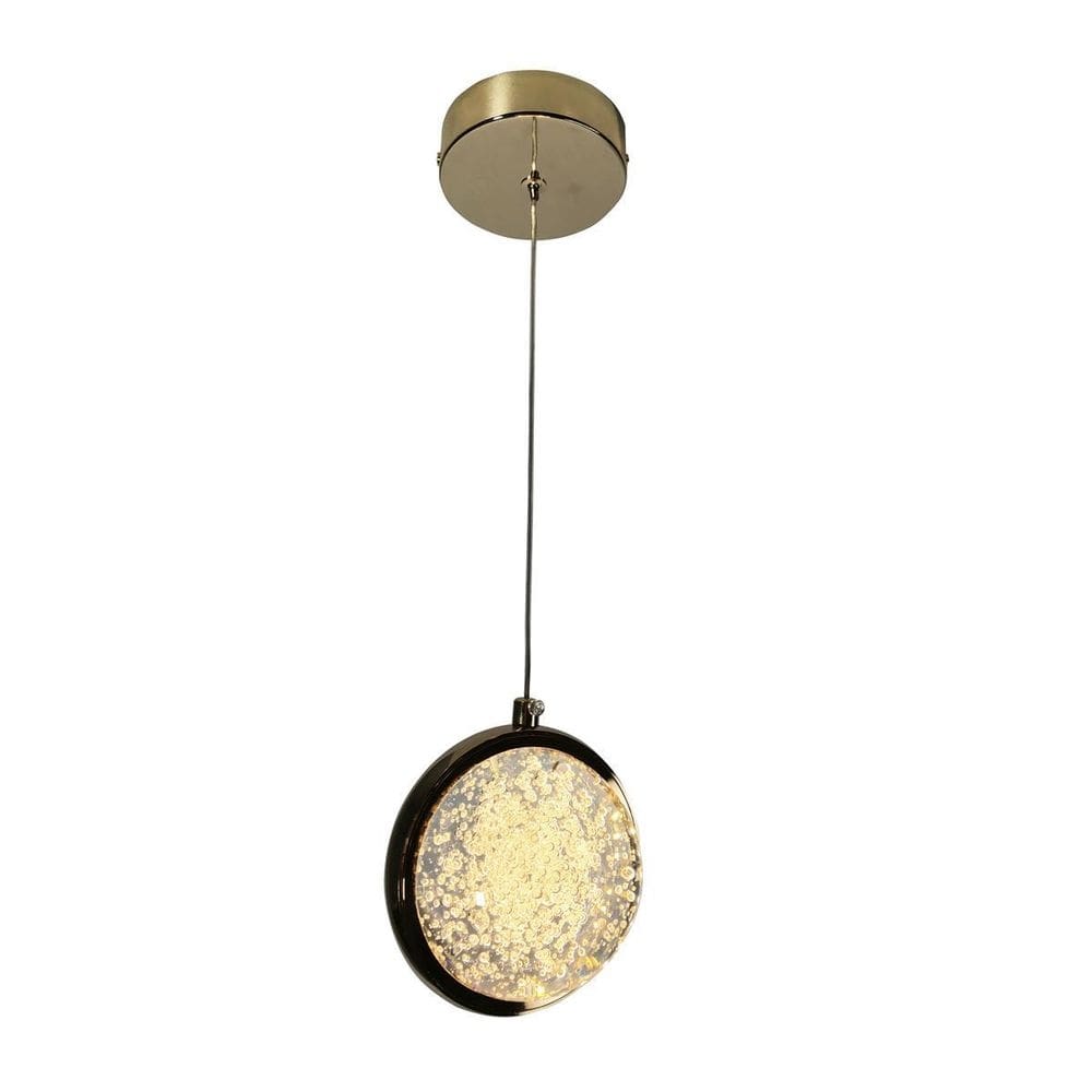 Lustre pendente globo cristal led ouro gold bivolt 3200k