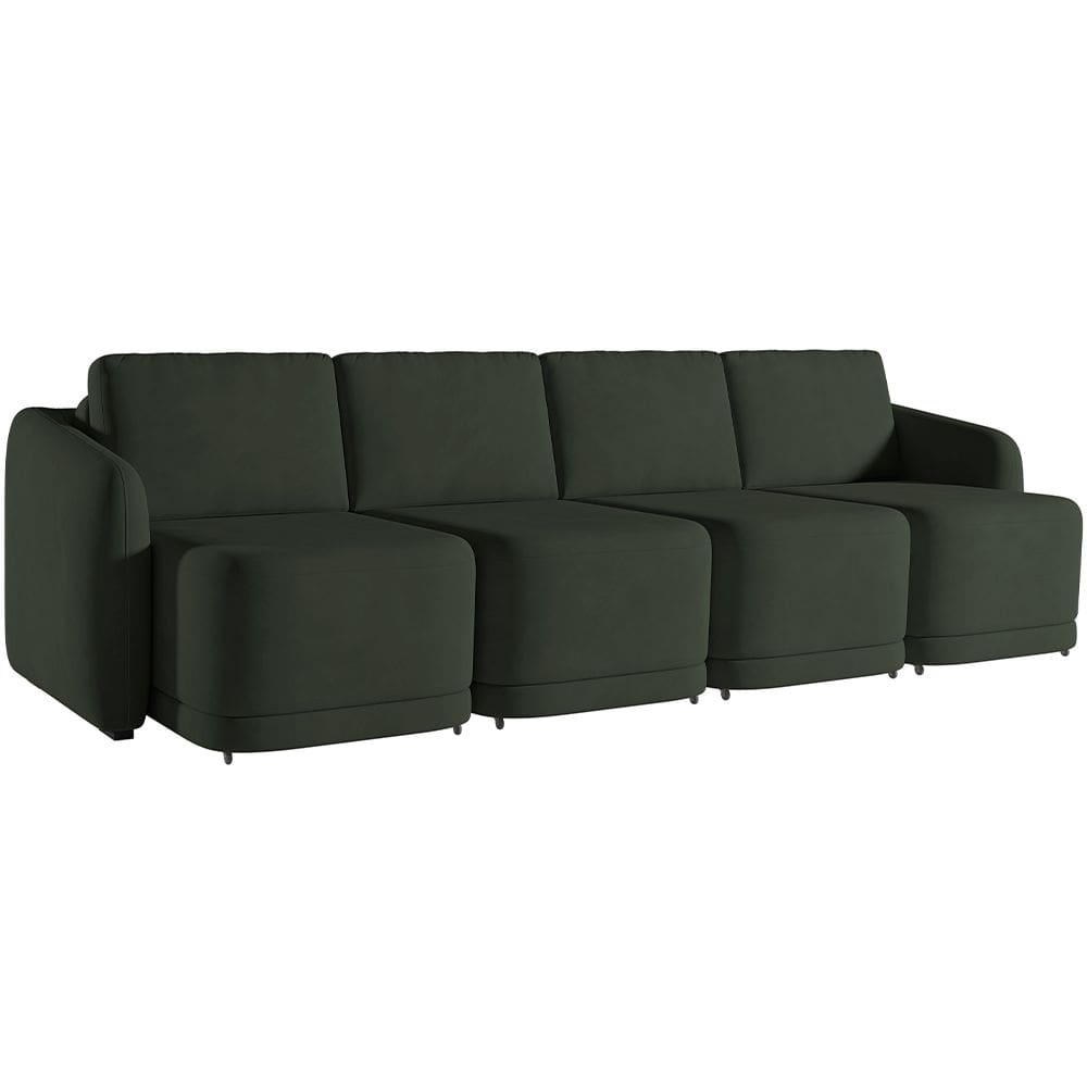 Sofá Cama para Sala de Estar 4 Lugares 356cm Montserrat K01 Veludo Verde - Lyam Decor