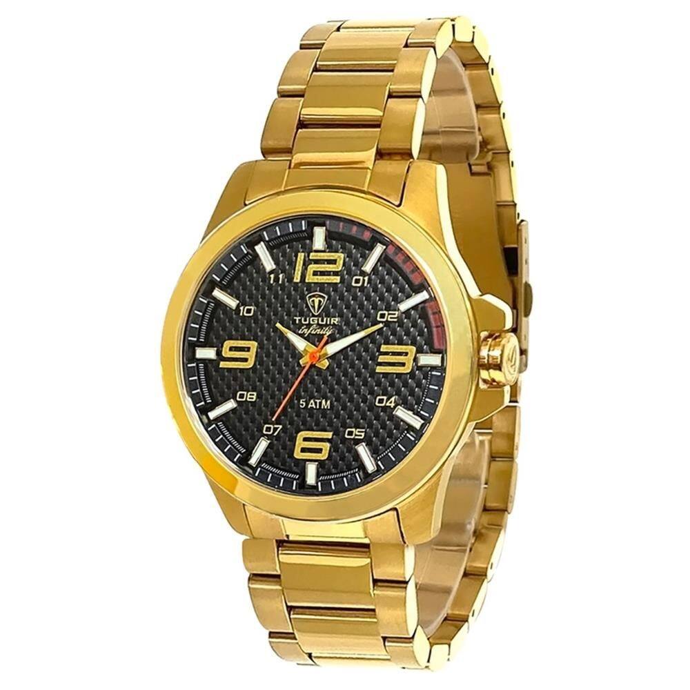 Relógio Tuguir Masculino Ref: 9166d Tgi37006 Casual Aço Dourado