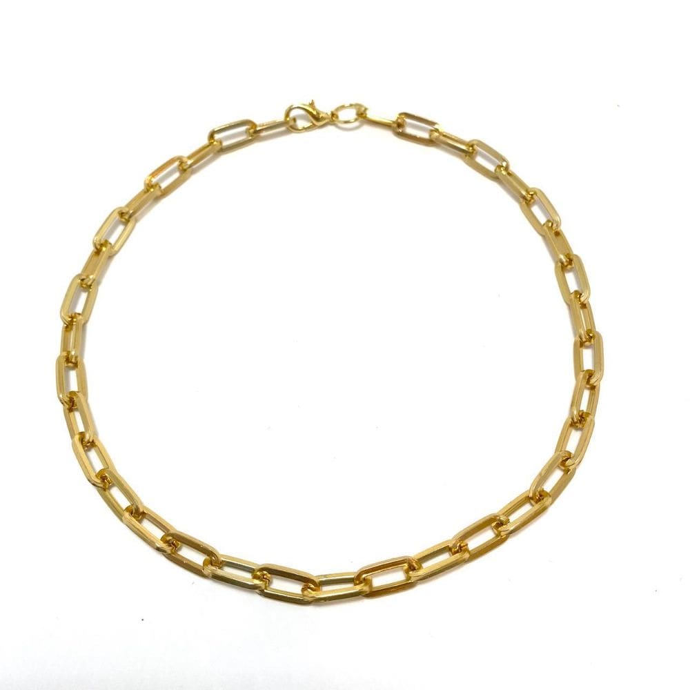 Colar choker delicada elo quadrado folheado a ouro
