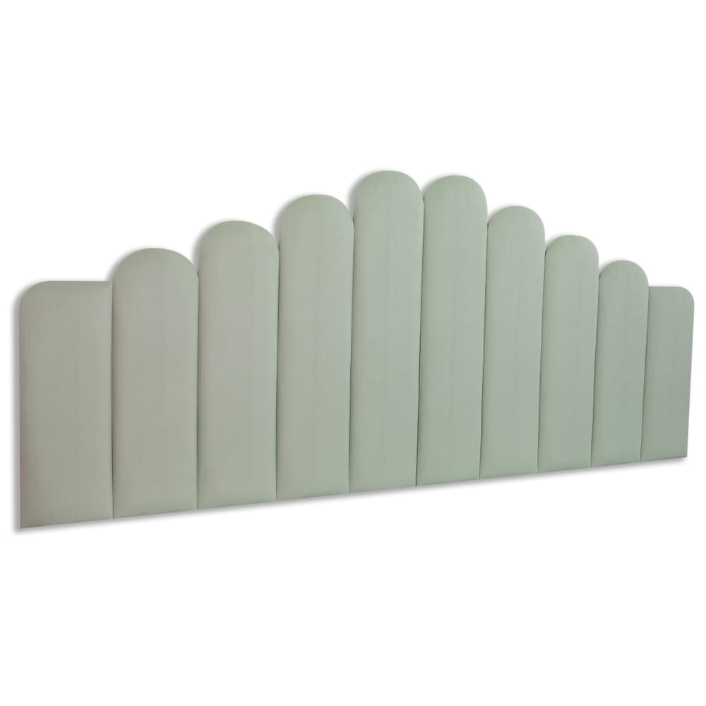 Cabeceira King Estofada Kit 10 Placas Concha - Veludo Verde Água