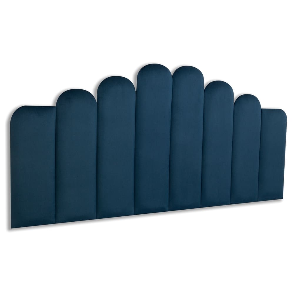 Cabeceira Queen Estofada Kit 8 Placas Concha - Veludo Azul Marinho