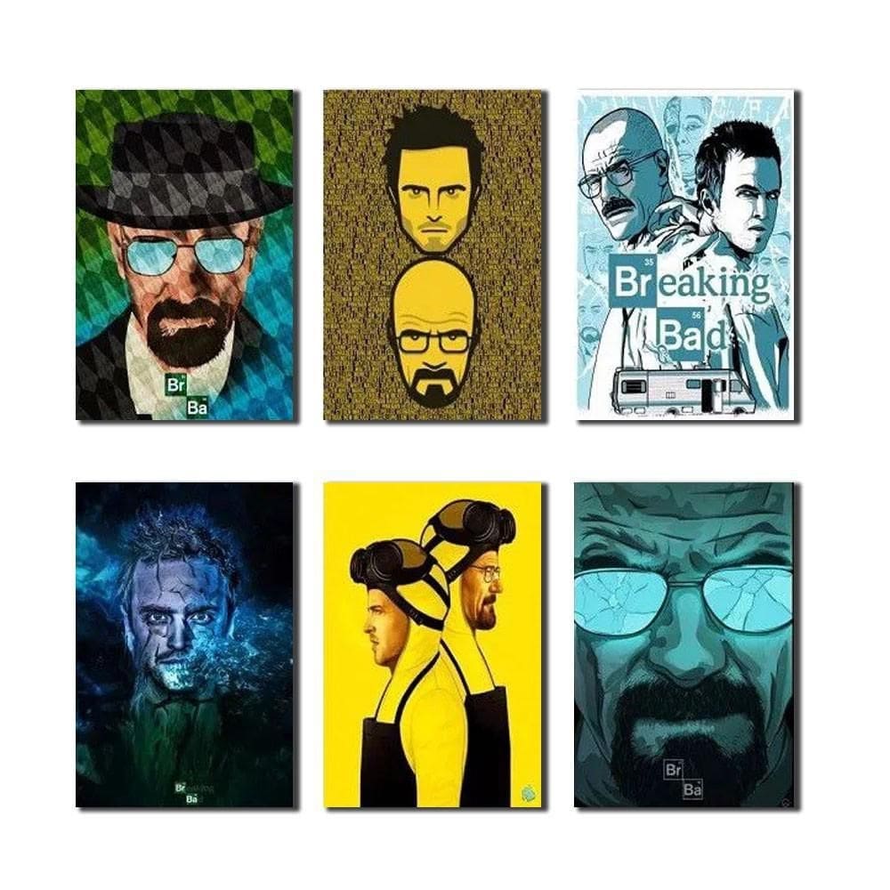 Quadro decorativo breaking bad 6 peças 30x20 para quarto m2