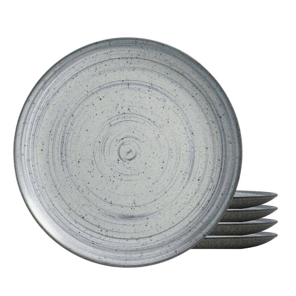 Jogo De Pratos Fundo Cerâmica Kit 4Pc 25Cm Kya Gray Alleanza
