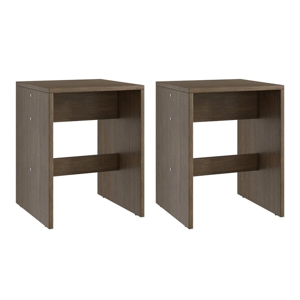 Duas Banquetas Baixas em Mdp 35x35cm Ameixa Negra