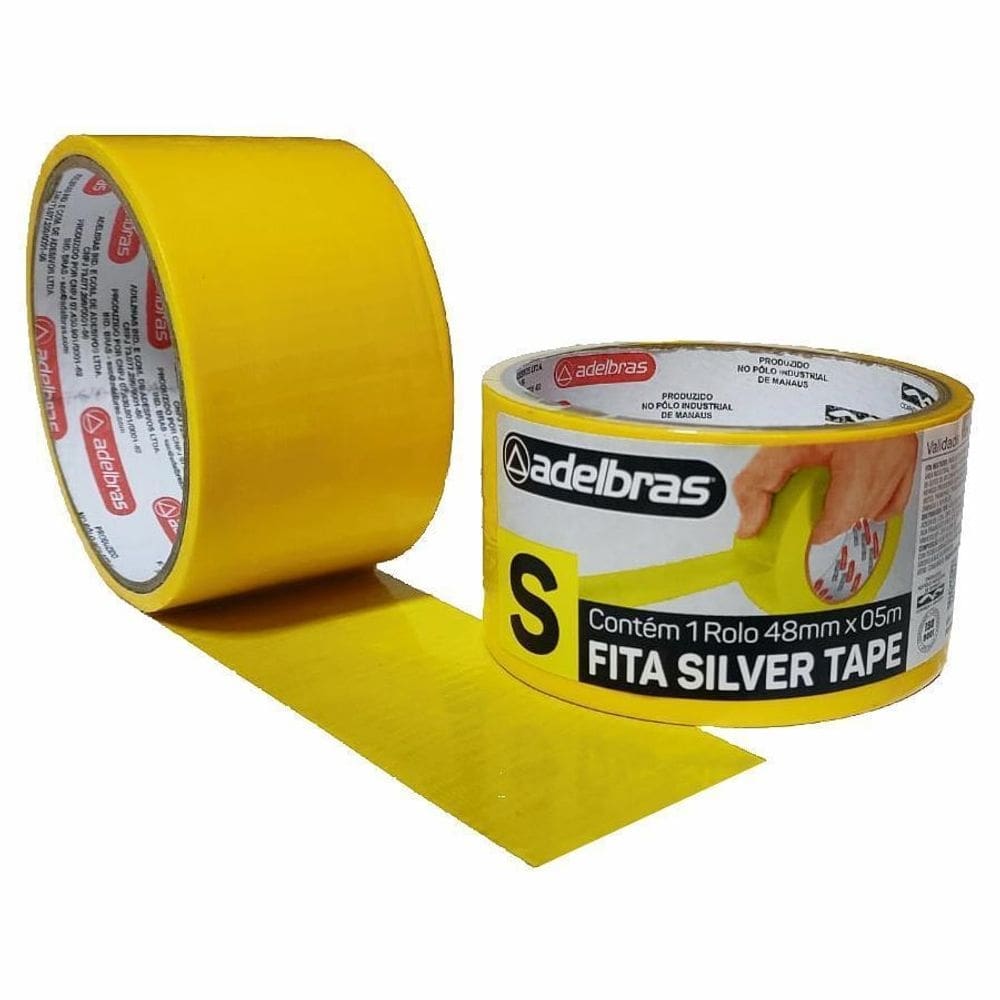 Fita adesiva silver tape alta fixação 48mmx5m amarela