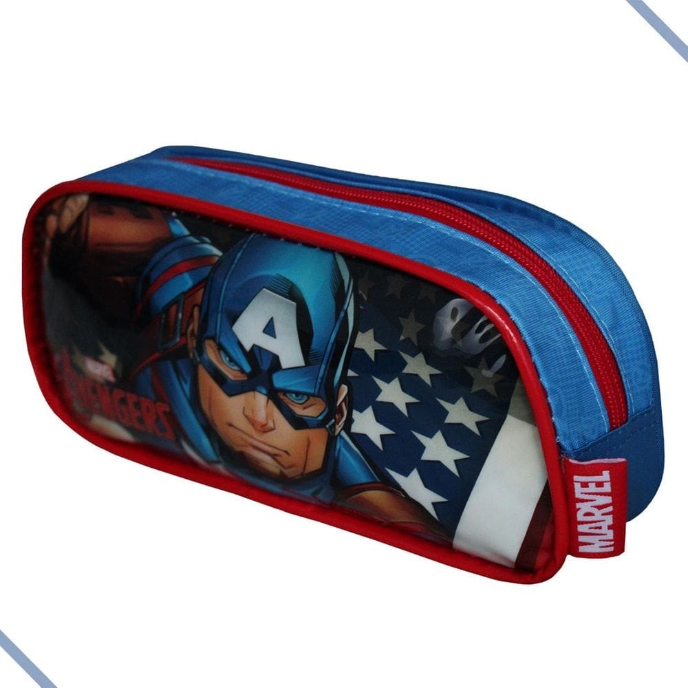 Estojo escolar juvenil simples marvel capitão américa luxcel