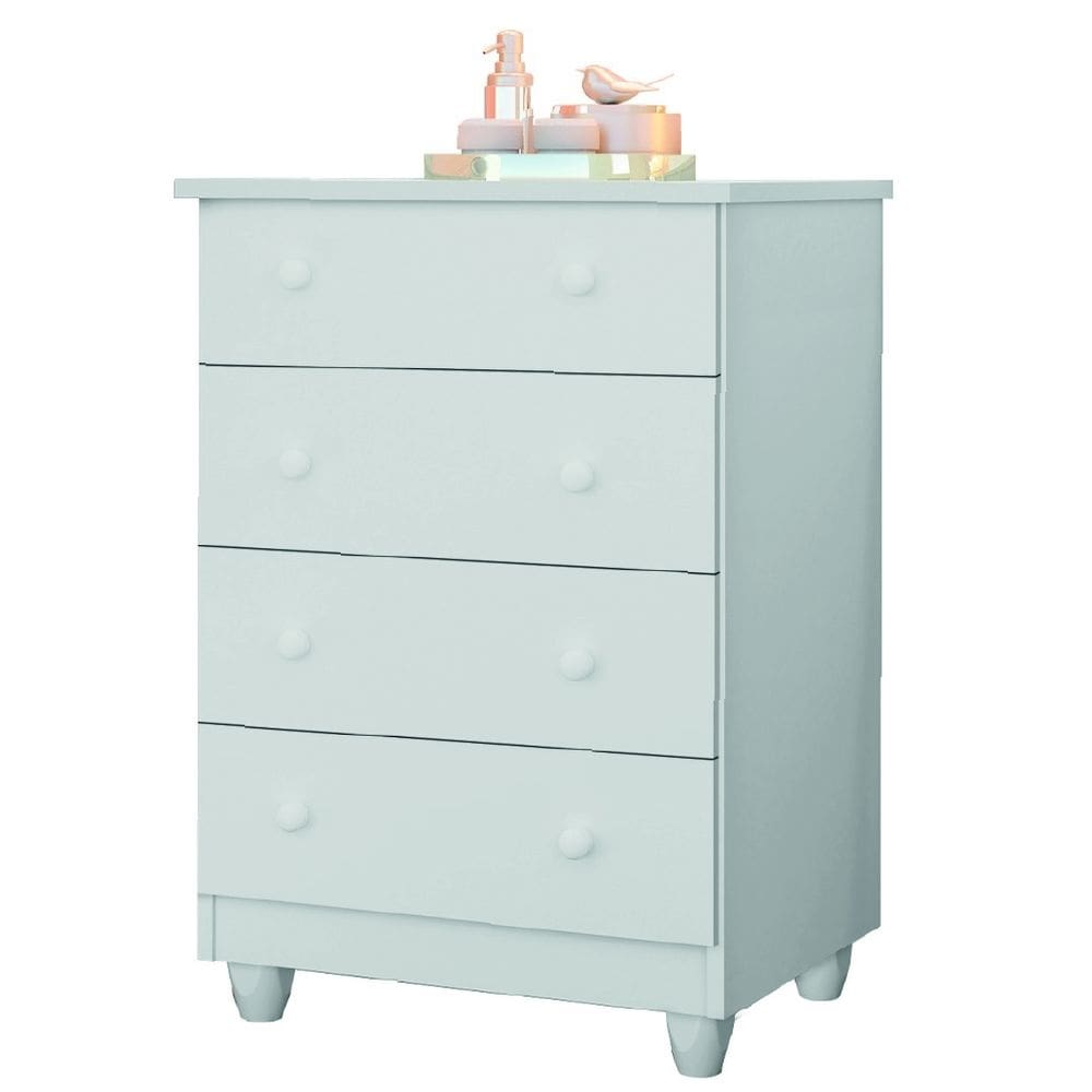 Cômoda Infantil Para Quarto Bebê 4 Gavetas Lara Branco J&A